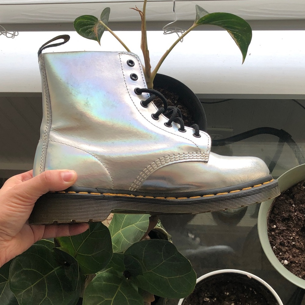 Dr. Martens Silver Combat Boots
